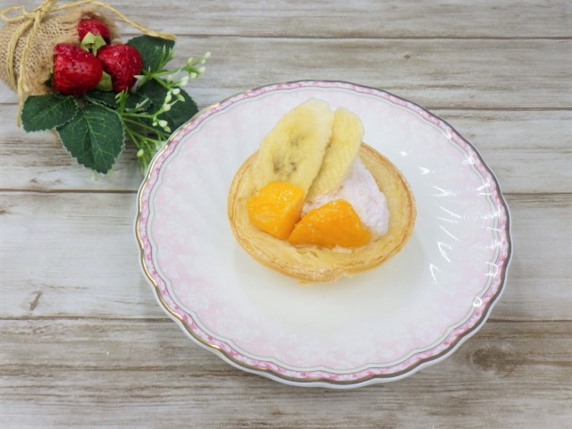 マンゴームーススコップケーキのエッグタルトアレンジ
